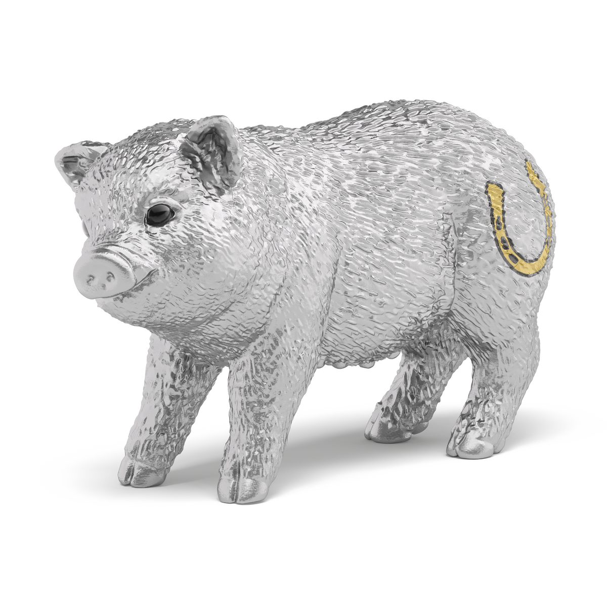 Cochon porte-bonheur argenté
